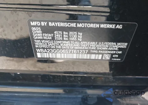 2025 BMW 228 Gran Coupe xDrive z USA, uszkodzony, nr VIN WBA23GG06S7T61237